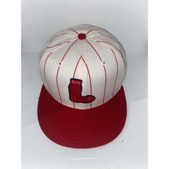 Boston Red Sox Hat MLB Diamond Collection VTG New Era Wool White 7 5/8 59Fifty - Picture 2 of 8